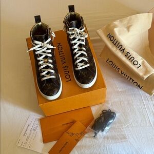 Louis Vuitton Women’s Stellar Monogram High-Top Sneaker Boots